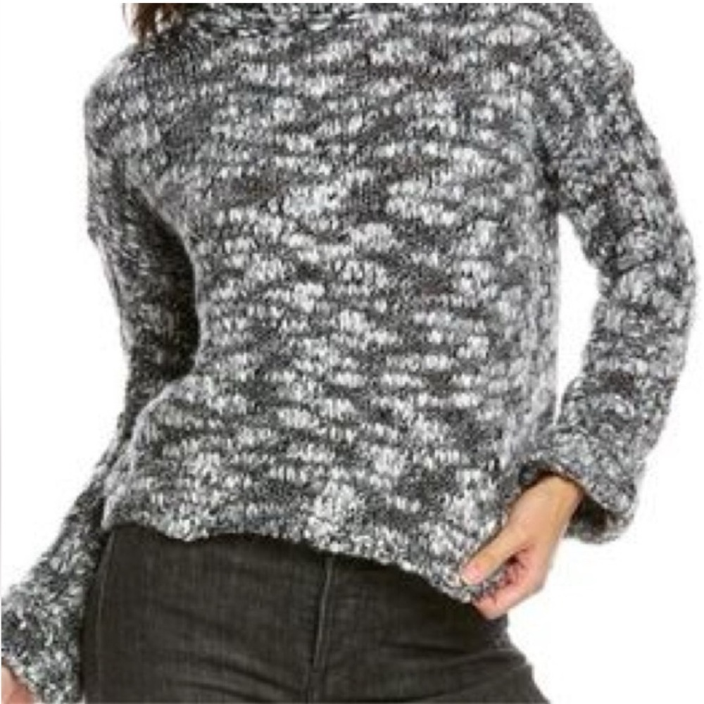 Ramy Brook The James Spotted Metallic Knit Sweater Gray Sz XS Wool Alpaca